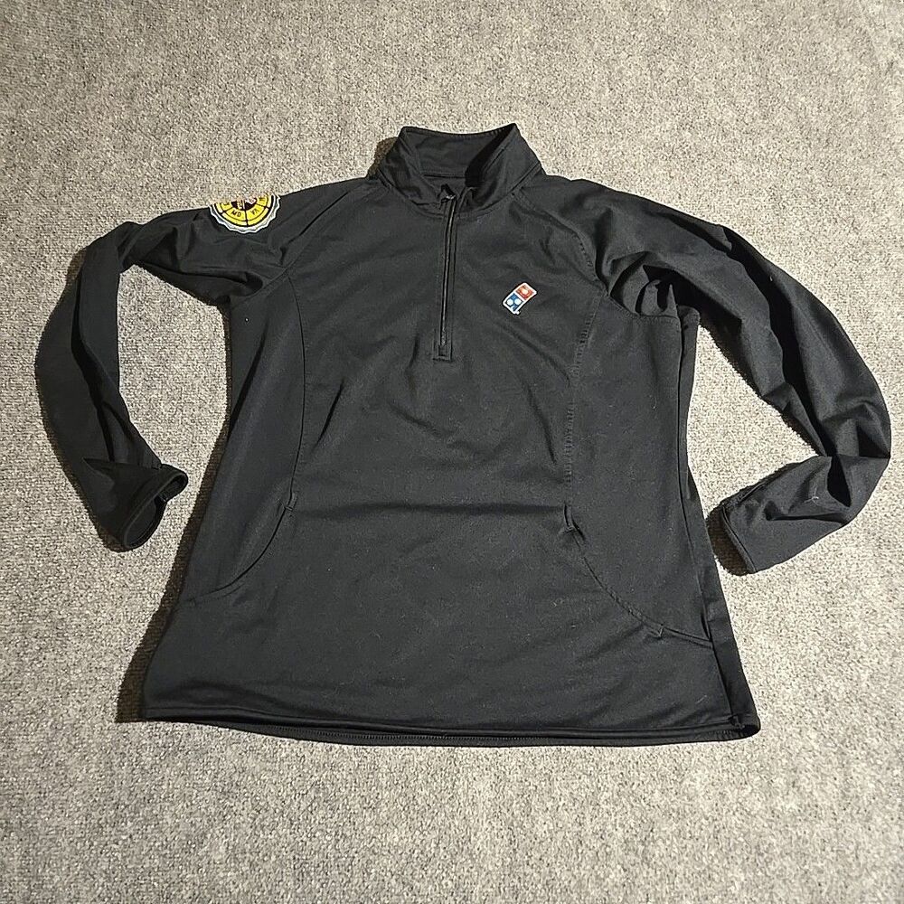 Domino's Pizza Jacket Womens Large Black 1/4 Zip Pullover Sport-Tek Polyester